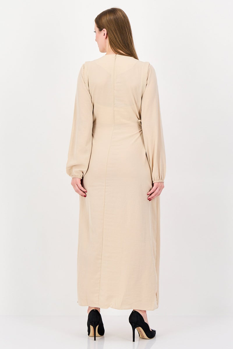 trendyol Women Solid Maxi Dress, Beige - Image 2